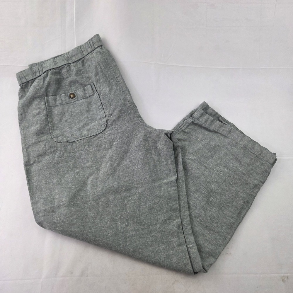 Liz Claiborne Linen Blend Pants Womens XL Green Pull On Wide Leg Coastal Grandma